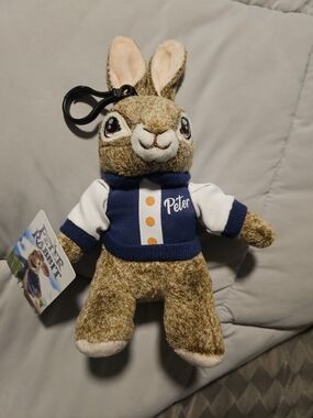 Peter Rabbit Bunny Plush Key Clip - Brown & Blue Sweater Backpack